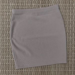 Beige Ribbed Pencil Skirt